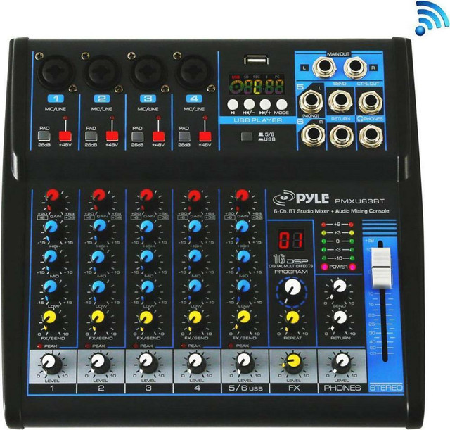 New in box - PYLE PMXU63BT 6 CHANNEL BLUETOOTH STUDIO MIXER - CHECK OUT THE FEATURES AND THE PRICE !! in Performance & DJ Equipment in London