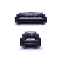 17 Stories Sienna Genuine Leather Sofa And Armchair Living Room Set