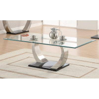 Brayden Studio Glass Top Coffee Table Clear And Satin