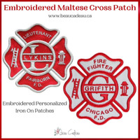 Maltese Cross, Embroidered Maltese Cross Patch, Embroidered Patch, Firefighter, Firefightre Patch, Fireman, Maltese