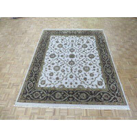 Astoria Grand One-of-a-Kind Sylvie Hand-Knotted Green/White 8'1" x 10'1" Wool Area Rug