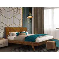 RORNS Base de lit en bois massif Gazelle avec tête de lit à motif artistique