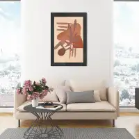 Oliver Gal "Shapes In Copper", Boho Copper Plants Modern Black Canvas Wall Art Print For Bedroom