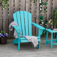 Highland Dunes HDPE All-Weather Outdoor Adirondack Chair With Cup Holder, Fire Pit Chair For Backyard, Deck, Lawn, Garde