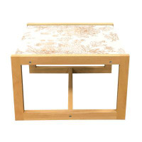 East Urban Home East Urban Home Vintage Coffee Table, Soft Monochrome Outline Style Floral Pattern Nostalgia Inspired Bo