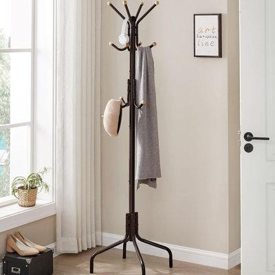 17 Stories Coat Rack Freestanding, Metal Coat Rack Stand with 12 Hooks and 4 Legs in Other