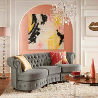 Willa Arlo™ Interiors Venuti Velvet Chesterfield 34'' Rolled Arm Sofa Loveseat