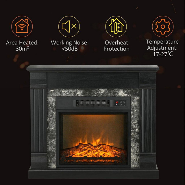 ELECTRIC FIREPLACE MANTEL WOOD SURROUND, FREESTANDING FIREPLACE HEATER WITH REALISTIC FLAME in Fireplace & Firewood - Image 2