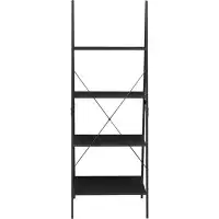 Niche Soho 72 In Modern Ladder A Frame Bookcase, Ebony- 4 Shelf