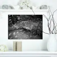 Made in Canada - East Urban Home 'Old Bench in a Forest' Photographic Print on Wrapped Canvas