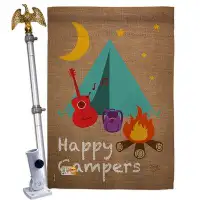 Breeze Decor Happy Campers - Impressions Decorative Aluminum Pole & Bracket House Flag Set HS109045-BO-02