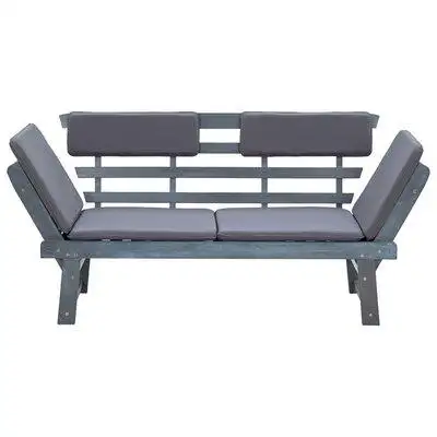 George Oliver George Oliver Garden Bench With Cushions 2-In-1 74.8" Grey Solid Acacia Wood
