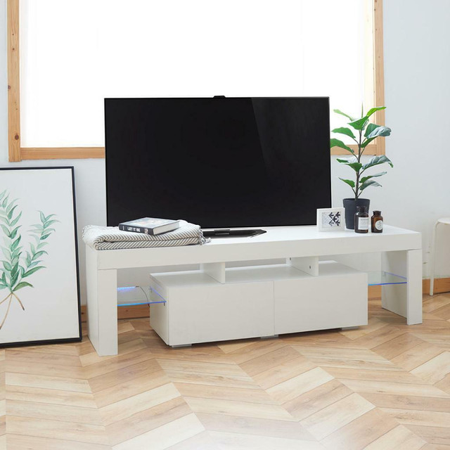 NEW HIGH GLOSS LED TV STAND WHITE S3036 in TV Tables & Entertainment Units in Winnipeg - Image 2