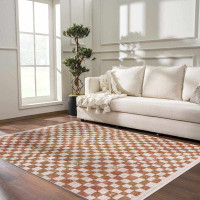 Bungalow Rose Briawood Checkered Beige Area Rug