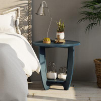 Ophelia & Co. Flora Farmhouse End Table with Storage Shelf, French Country Accent Side Table, Blue