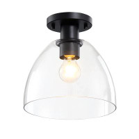 Breakwater Bay Viveka 10 in. 1-Light Brushed Gold Modern Semi Flush Mount with Clear Glass Shade for Bedrooms
