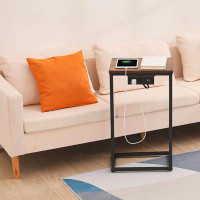 17 Stories 17 Stories C Table End Table, C Shaped End Table For Couch, Tv Tray Table Set Of 2 With Charging Station, Cou