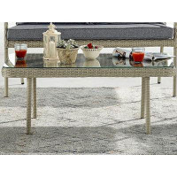 George Oliver George Oliver Windham Outdoor Wicker Coffee Table, Light Grey