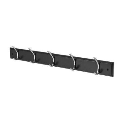 Melannco Melannco 27 X 5-In Wall Mounted Coat Rack With 5 Metal Hooks, Black in Other