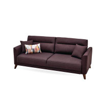 Hokku Designs Alto 86.6" Wide 3 Seater Sofa Bed in Brown