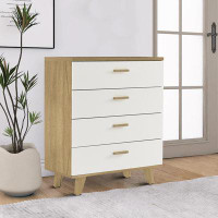 George Oliver Modern Farmhouse Style Wooden Storage Chest with 4 Drawers, For Indoor Use