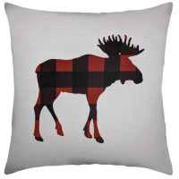 Millwood Pines Plaid Moose Outdoor Pillow