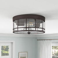 Williston Forge 2-Light Bulbs Glass  Shade ORB Finished Dimmable Seeded Glass Flush Mount Light Fixtures