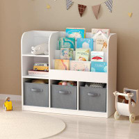 Isabelle & Max™ Kids Bookcase And Bookshelf, Multifunctional Bookcase With 3 Collapsible Fabric Drawers, Bookcase Displa