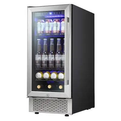 YUKOOL YUKOOL 28 Bottle Beverage Undercounter Refrigerator, Built-In Wine Cooler, Transparent Glass Door Digital Memory