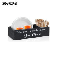 SR-HOME Kitchen Countertop Plate Organizer Box For Kitchen Decor, Paper Plate Holders, Disposable Dish Holder For Party,