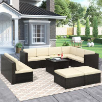 Latitude Run® 101.6'' Wide Outdoor Wicker Reversible Patio Sectional with Cushions