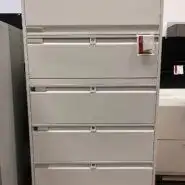 Teknion 5 Drawer Lateral Filing Cabinet Pre-Owned Color: White Full Pull Handles Dimensions: 36”W x...