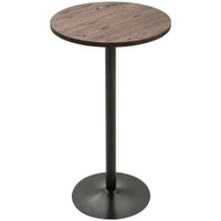 ROUND BAR TABLE 42 INCH HEIGHT, INDUSTRIAL HIGH BISTRO TABLE WITH METAL BASE AND ELM WOOD TOP