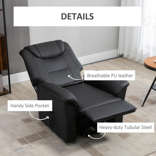 ELECTRIC POWER LIFT CHAIR FOR ELDERLY, PU LEATHER RECLINER SOFA WITH FOOTREST AND REMOTE CONTROL FOR LIVING ROOM, BLACK in Chairs & Recliners - Image 3