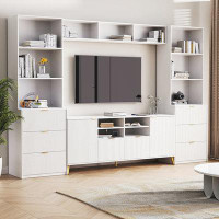 Everly Quinn 4-Piece Entertainment Wall Unit with 13 shelves