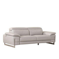 Orren Ellis 31" Tasteful Light Grey Leather Sofa