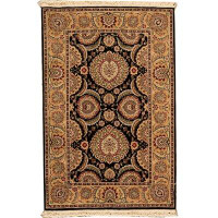 Bokara Rug Co., Inc. Hand-Knotted High-Quality Green, Cream, and Red Area Rug
