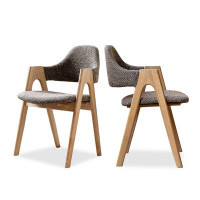 Hokku Designs 31.50" Grey Solid back arm Chair(Set of 2)
