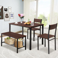 17 Stories Dining Table Set for 4 with Storage Bench and 2 Chairs for Small Space Apartment