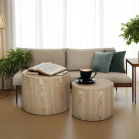 Millwood Pines Round Wooden Coffee Table