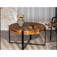 MR 33.46"Retro drawing technology Splicing Round Coffee Table,Fir Wood Table Top WQLY322-W757136706
