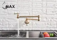 Pot Filler Faucet Double Handle Traditional Wall Mounted With Accessories Brushed Gold Finish