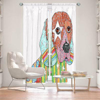 East Urban Home Lined Window Curtains 2-panel Set for Window Size by Marley Ungaro - Beagle Dog White