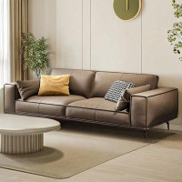 ABPEXI 82.68" Coffee Genuine Leather Standard Sofa cushion couch