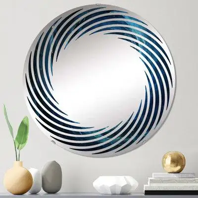 East Urban Home Blue Swirl Wave Spiral V - Spiral Wall Mirror MIR106187 C