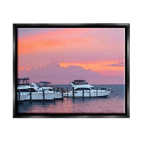 Breakwater Bay Breakwater Bay Boat Harbour Pink Sunset Landscape Framed Floater Canvas Wall Art By Jeff Pica