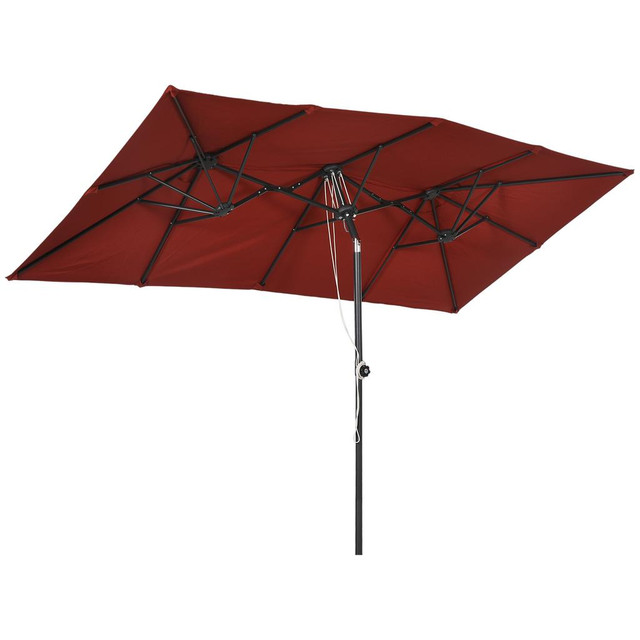 Double-sided Patio Umbrella 116.1" L x 59.1" W x 84.3" H Wine Red in Patio & Garden Furniture - Image 2