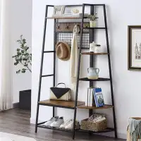 17 Stories Olinde 41.3'''' Wide Hall Tree With 5 Tier Storage Shelf, Freestanding Clothes Rack With Hooks