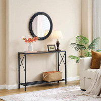 Anadea Console Table, Industrial entryway Table, Narrow Sofa Table with Shelves, Entrance Table for