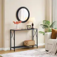 Anadea Console Table, Industrial entryway Table, Narrow Sofa Table with Shelves, Entrance Table for